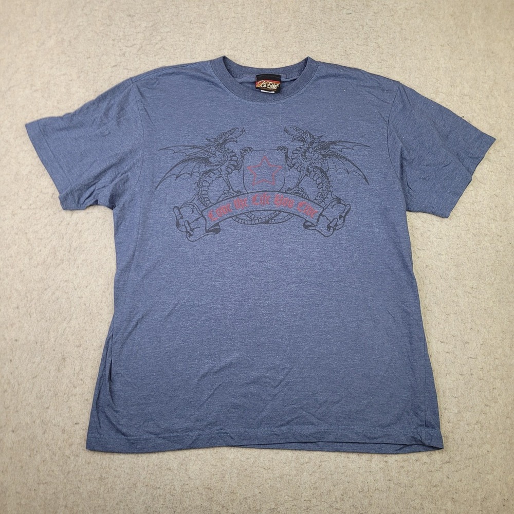 Vintage BC Ethic T-Shirt Love the Life You Live Mens XL‎ Blue Short Sleeve Crew